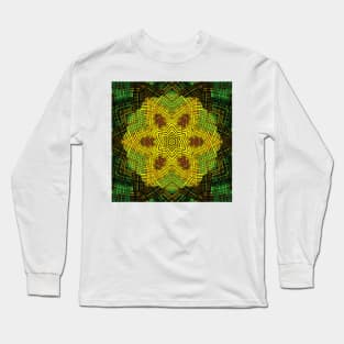 Weave Mandala Yellow Green and Orange Long Sleeve T-Shirt